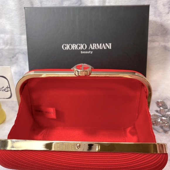 Giorgio Armani Red Hard Clutch, NEW